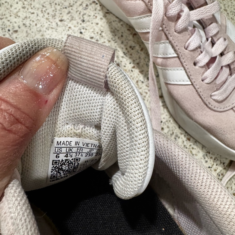 Adidas Women's Soft Pink and White Sneakers - Picture 2 of 7